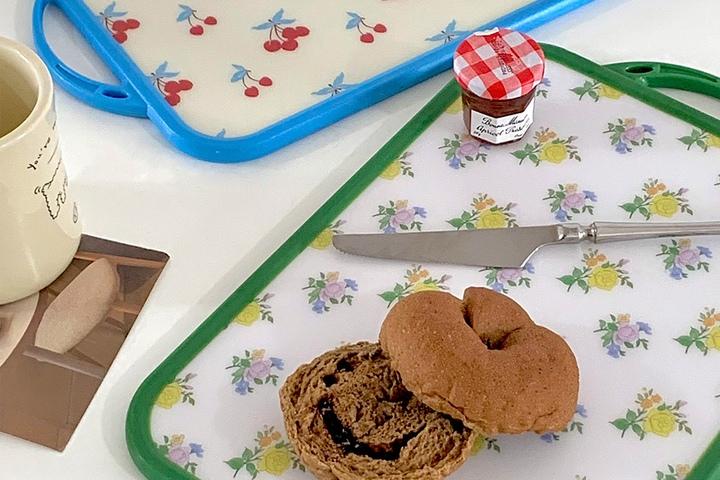 플라워 프린팅 주방 도마 트레이