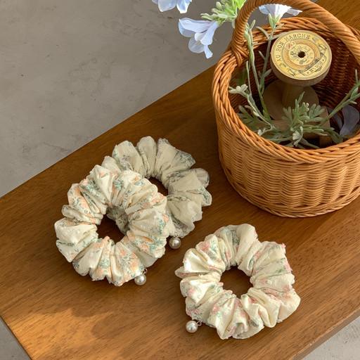 ❄️눈꽃 플라워 진주 곱창밴드 (3color)