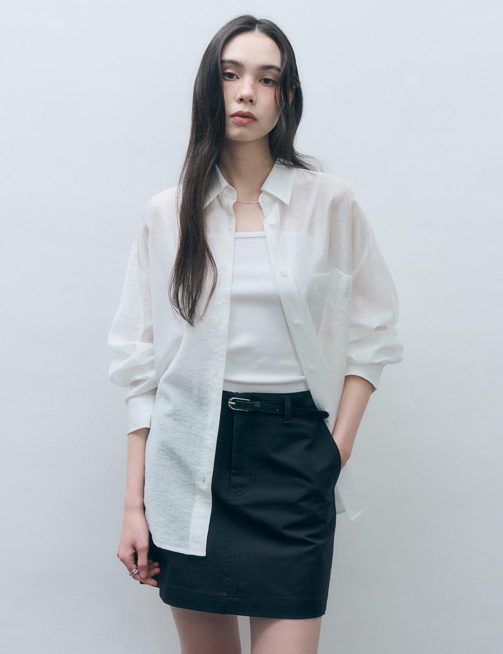 [6/10 예약배송] 텐셀 시스루 루즈핏 셔츠 화이트 MDSH019WHITE