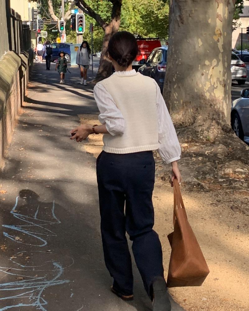 Premium cotton pants(beige,navy)