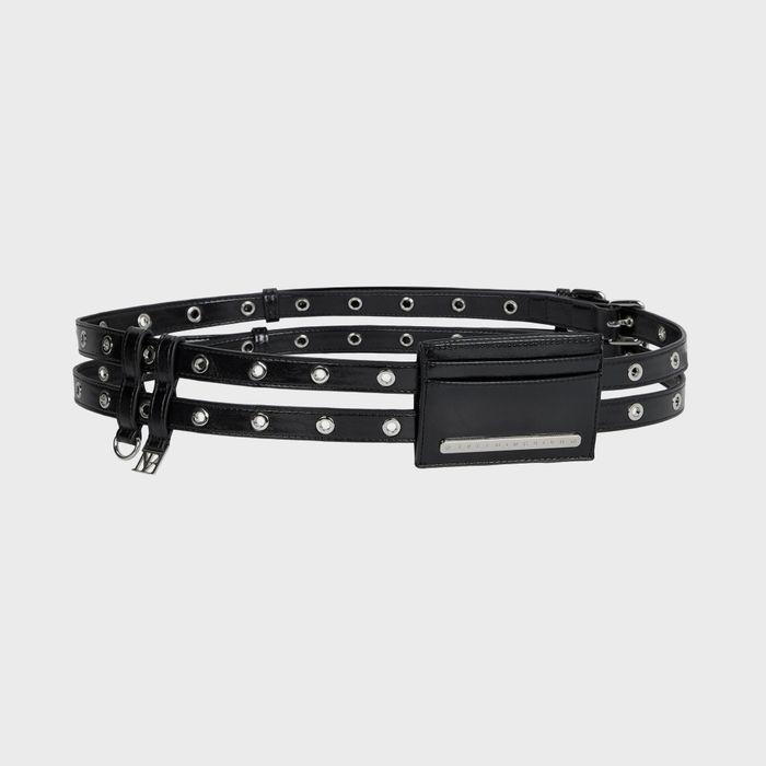 Leather Card Wallet Belt [ Black ]
