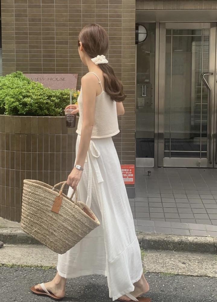 [당일출발] liter 리터 한나 리본 스커트 스트렙 플레어 스커트