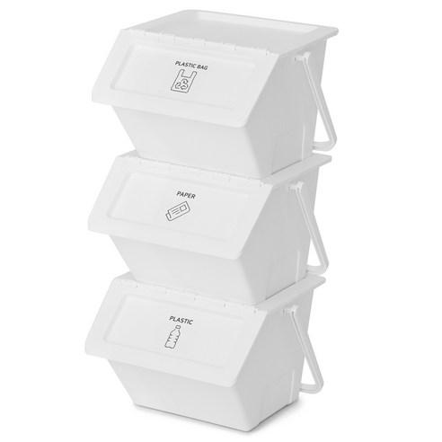 코멧 다용도 데일리 분리수거함 3P, 화이트, 1세트 - 분리수거함 | 쿠팡