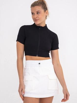 리브드 집-업 크롭 재킷_BLACK