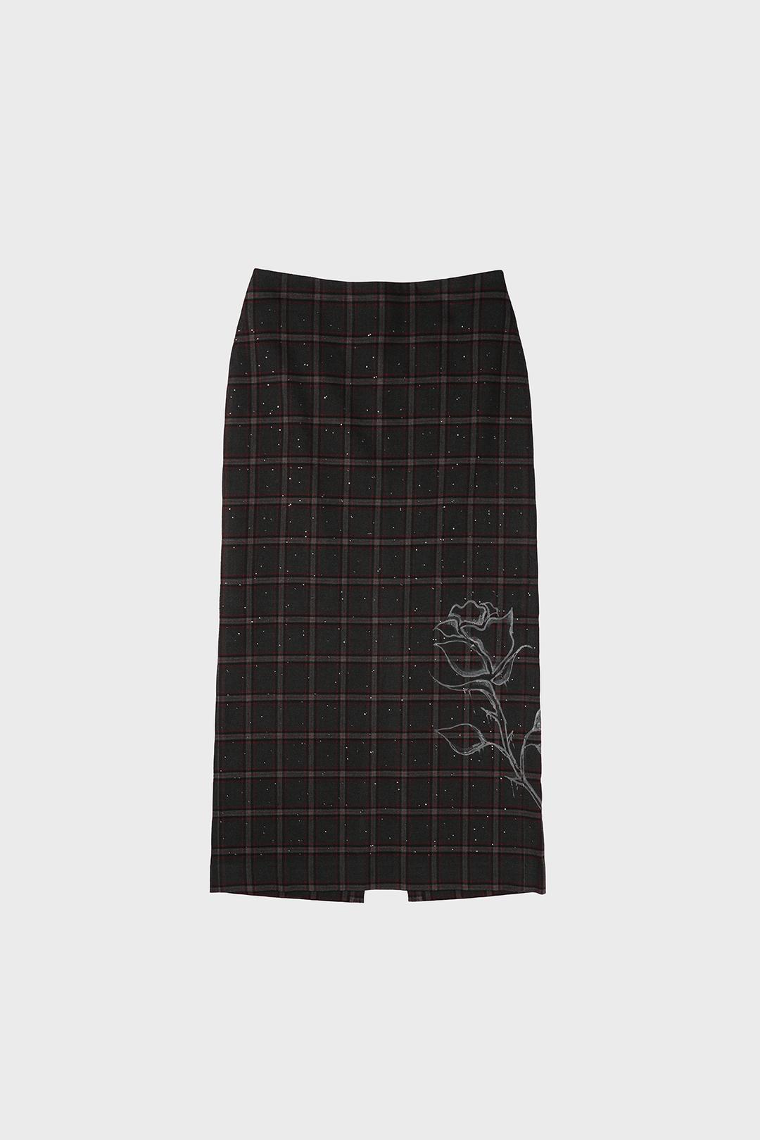 BLACK CUBIC ROSE PAINTED SKIRT