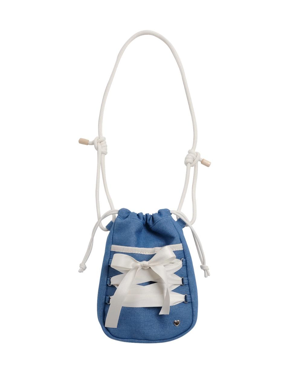 Mini sneaker ribbon bag - denim