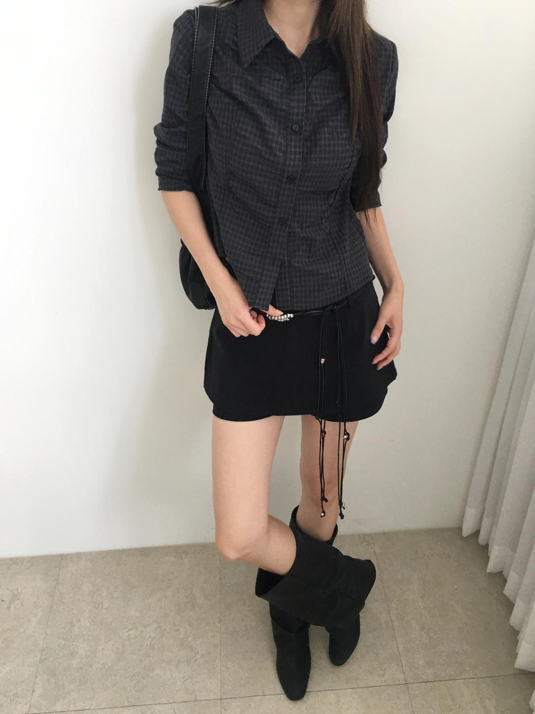 노비야카 [주문폭주] Shadow skirt pt (charcoal, black)