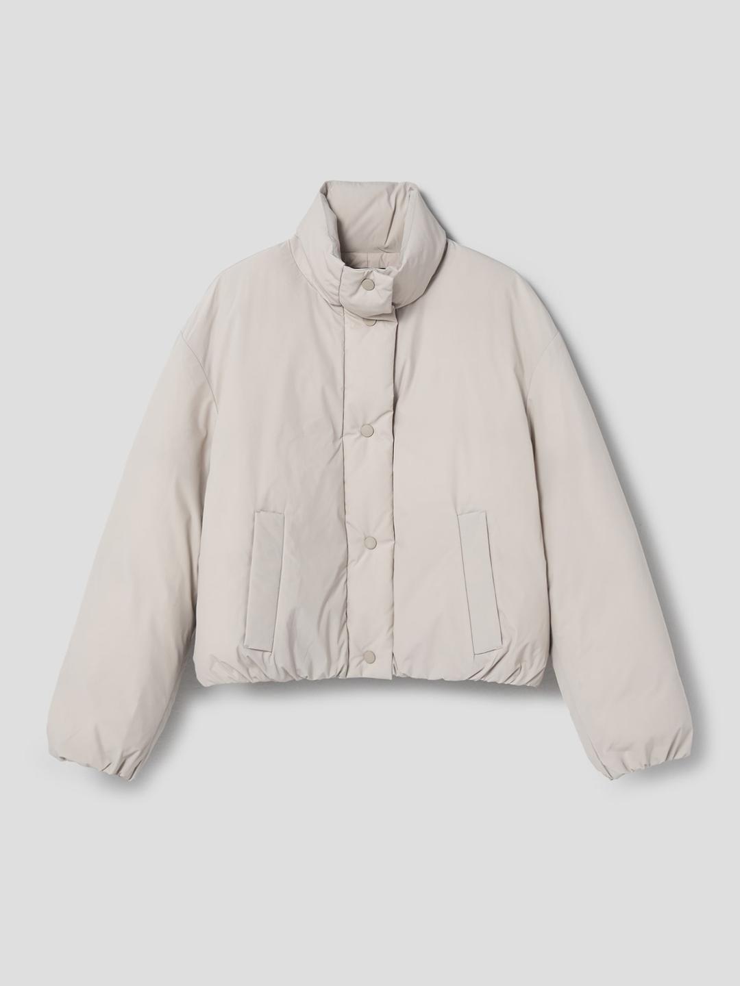 Women Paper Nylon High Collar Puffer - Shadow