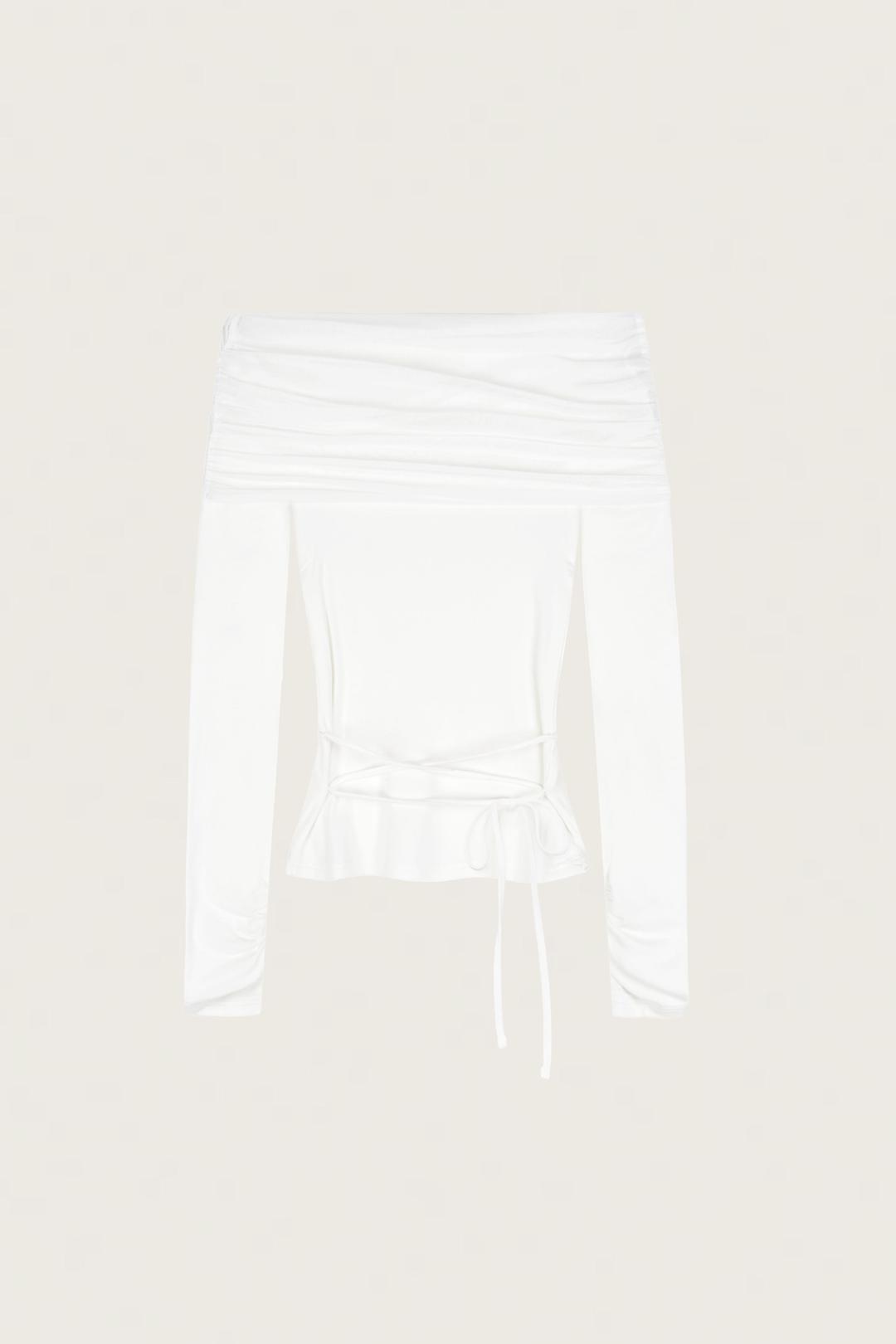 Sheer Ballet Draped Top, White