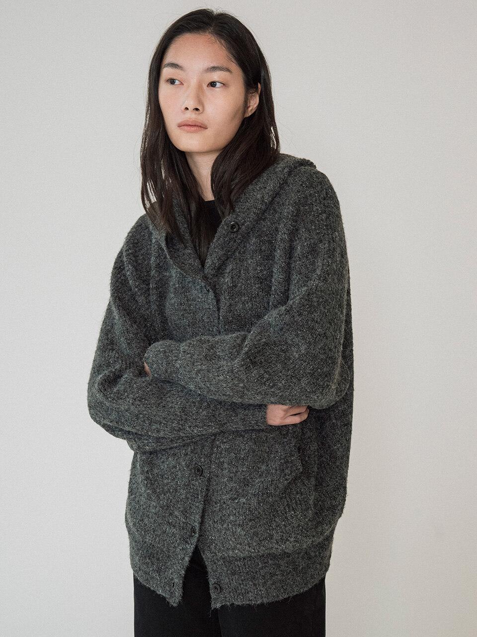 VANONE ATELIER 하이넥 후드 카디건_Charcoal KN4273| 굿 셀렉션, 굿 서비스 굿웨어몰