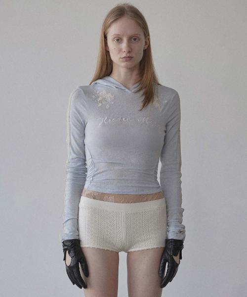 Rose Angora Hoodie Tee Baby Blue