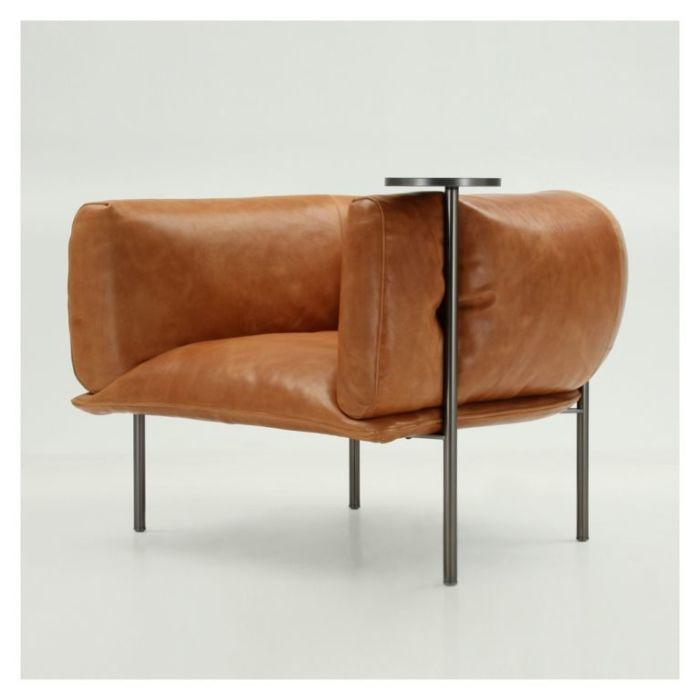 Rondo 1-Seater Sofa With Table 110cm - Brown
