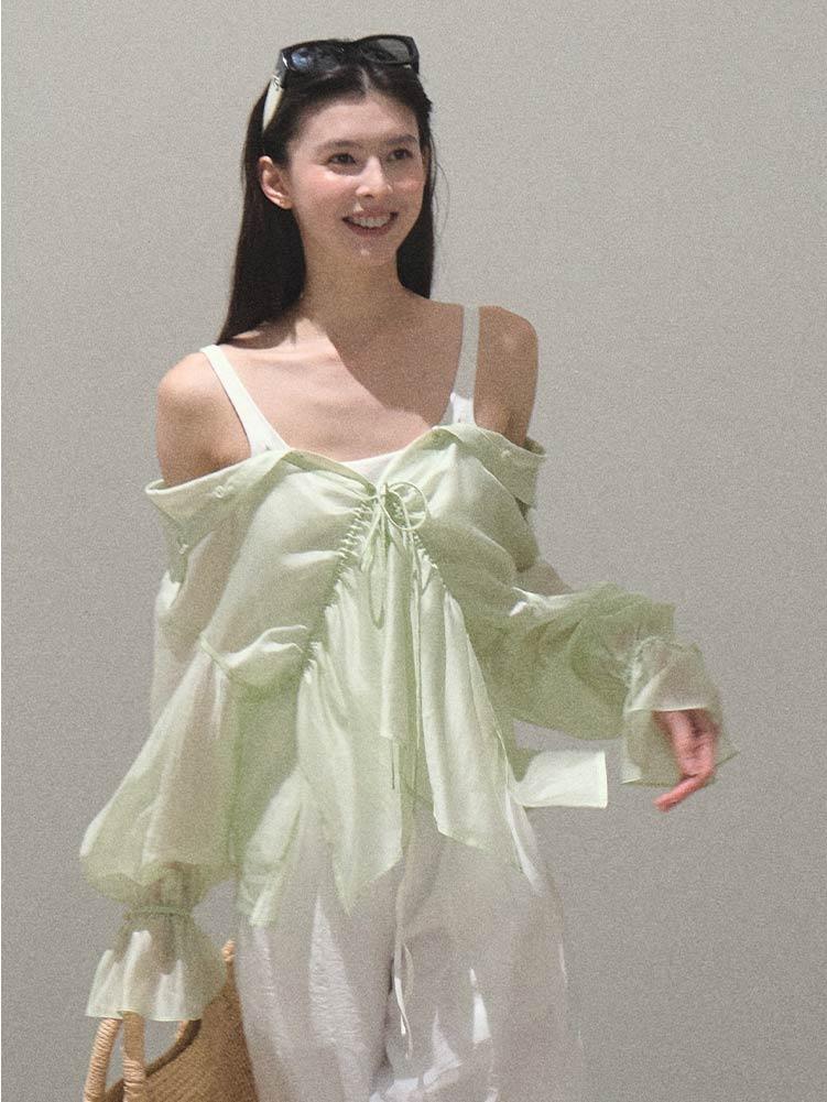 [OAK MOO] "Grass And Lemons\" Two Way Shirt Sleeveless Set