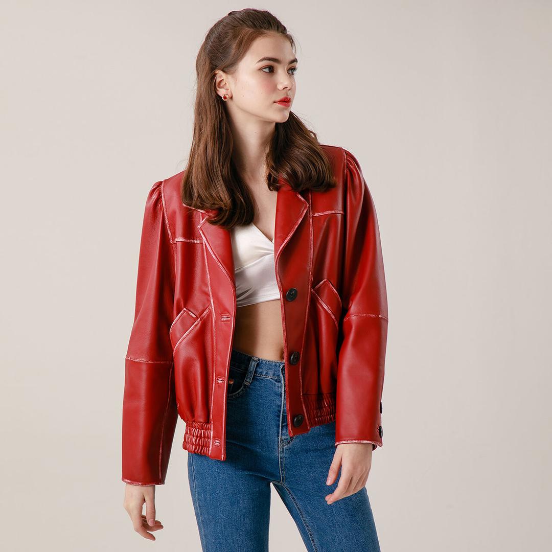 LAMBSKIN TAILOR RIDER JACKET-RD