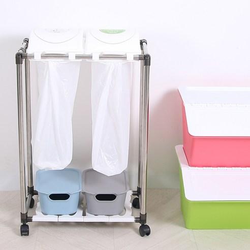 리빙해피 스윙 분리수거함 2p, 화이트, 1개 - 분리수거함 | 쿠팡