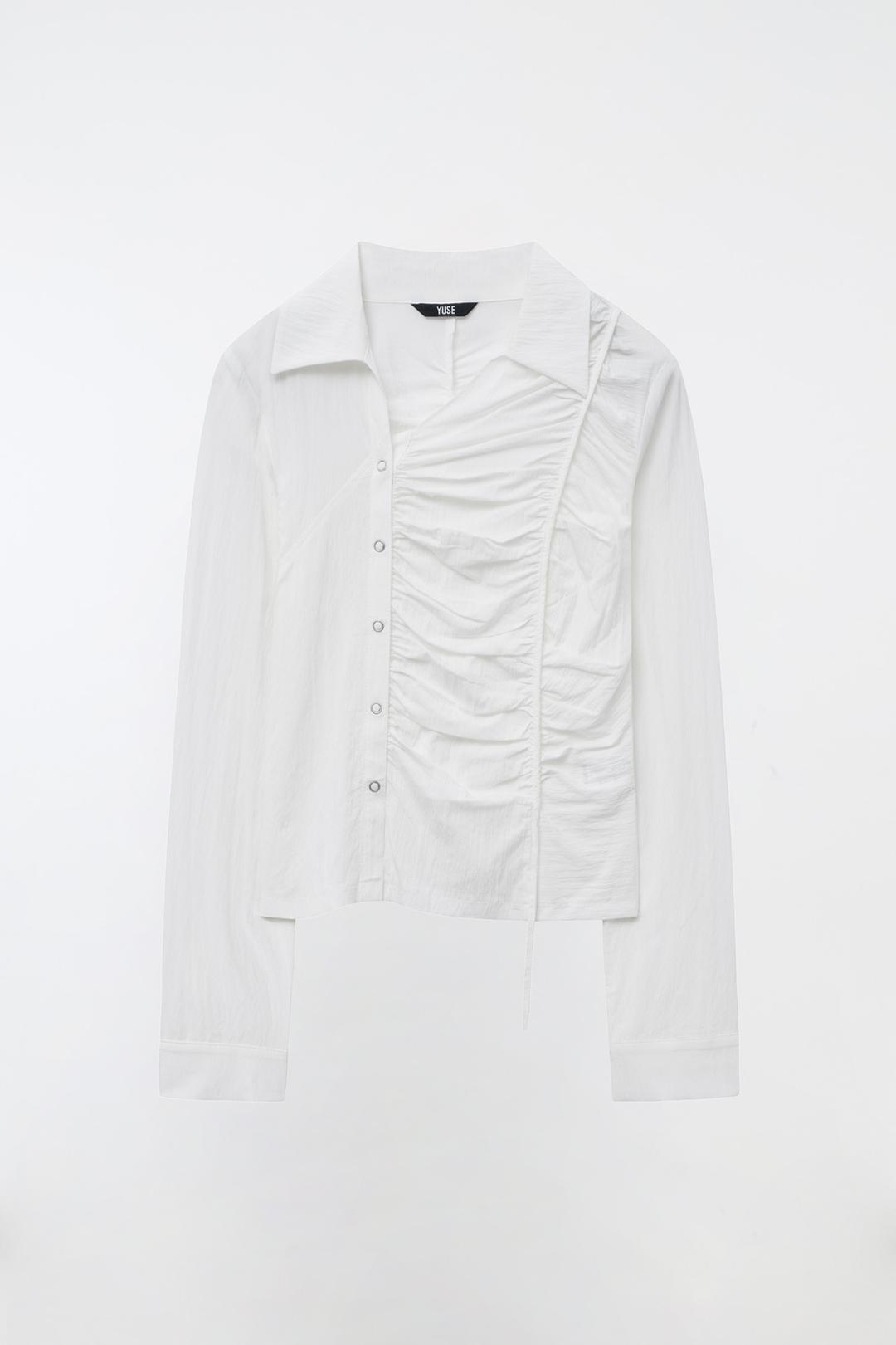 UNBALANCE SHIRRING SHIRT - IVORY