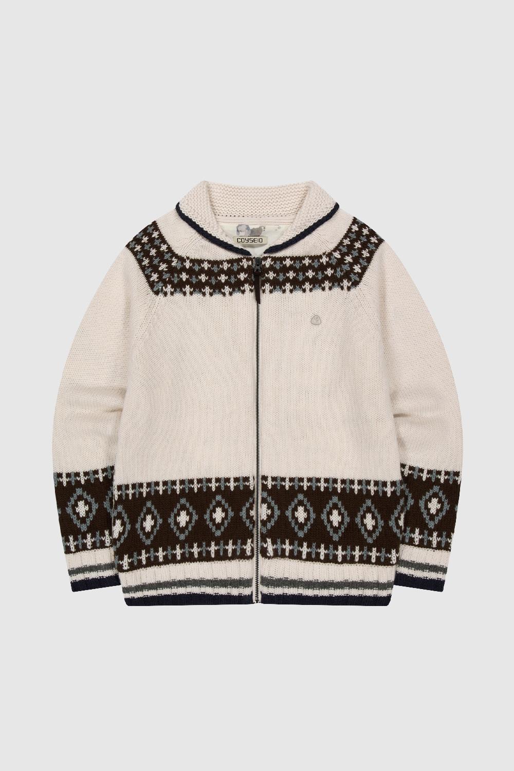 [코이세이오] MOSSY COWHICHAN KNIT JACKET (IVORY)