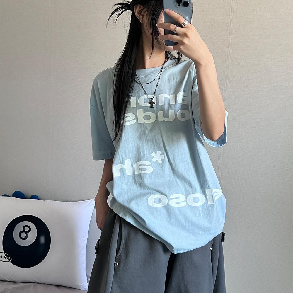 [3color] 뷰스 레터링 프린팅 오버핏 루즈 반팔 티