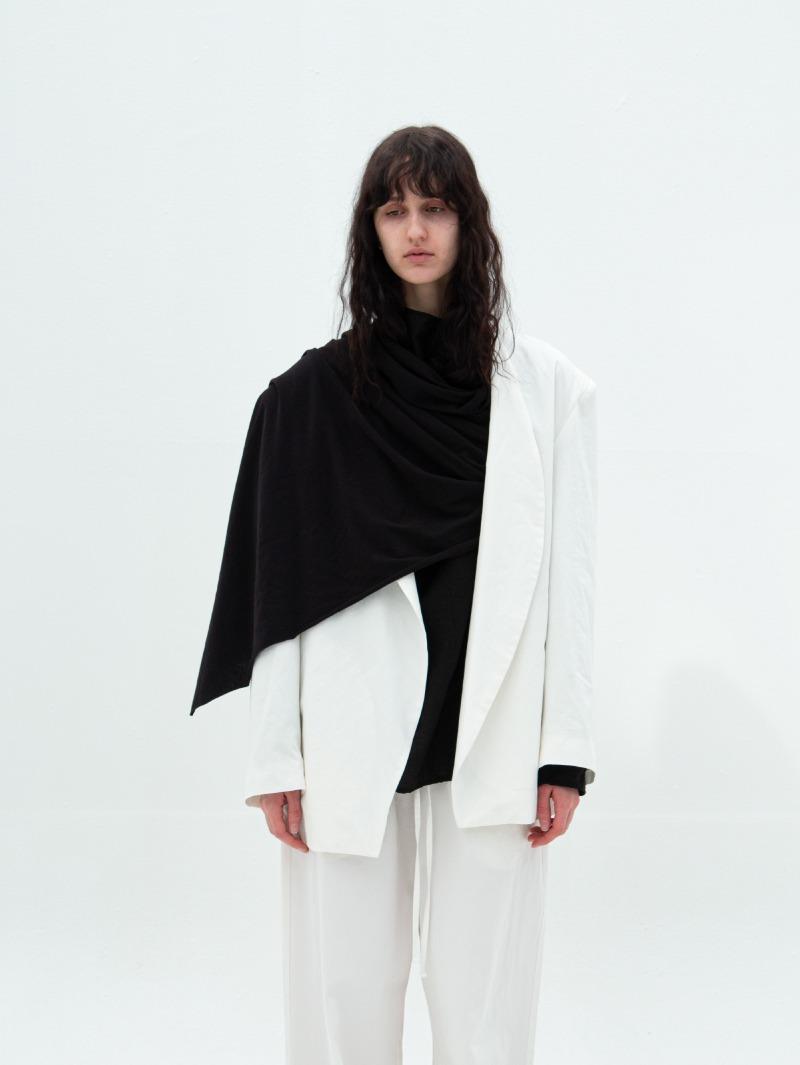 Oval shaped white linen jacket