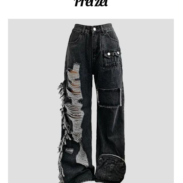 웨스턴 블랙 데미지 데님팬츠