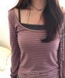 stripe u-neck tee 2 color