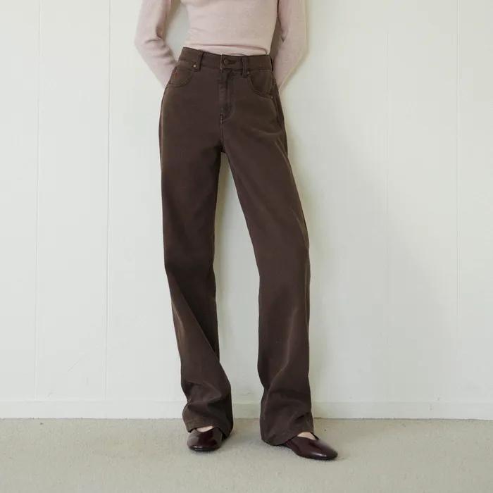 엠마 클래식 스트레이트 데님 팬츠_너티브라운