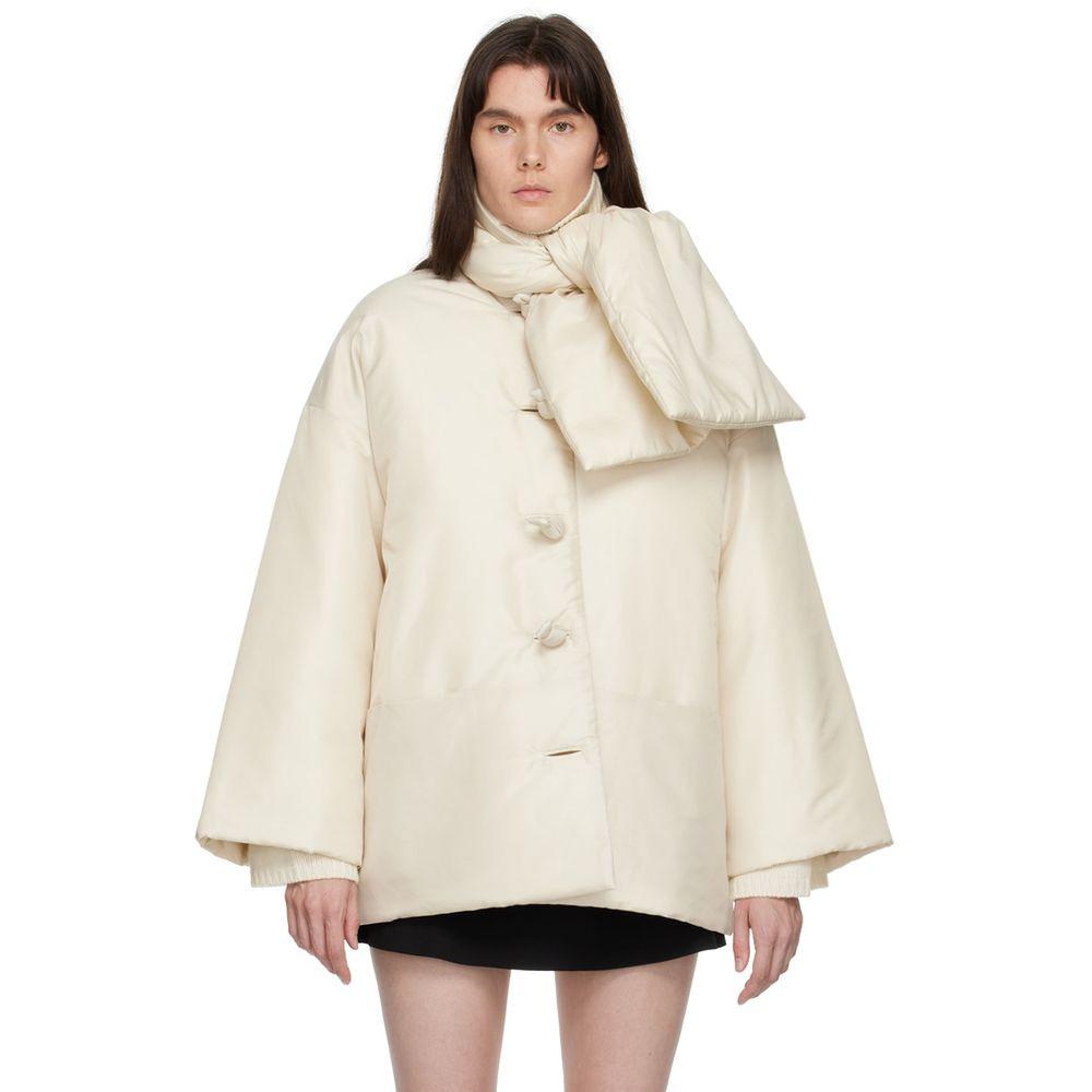 토템 여성 오프 화이트 스카프 재킷 패딩 222771F063012