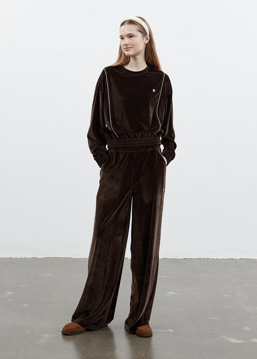 W VELVET TRACK PANTS dark brown