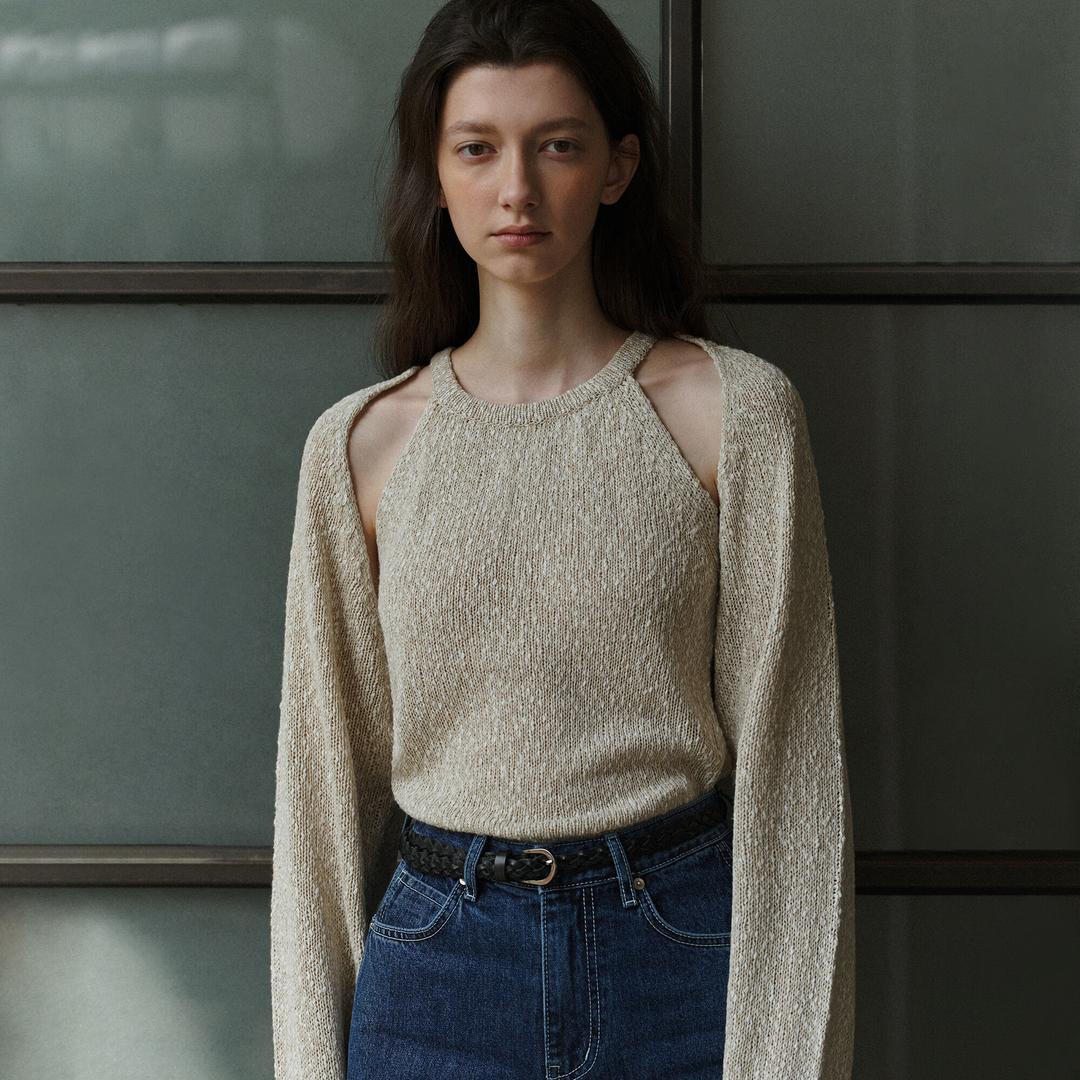 Bolero linen cardigan (Natural)