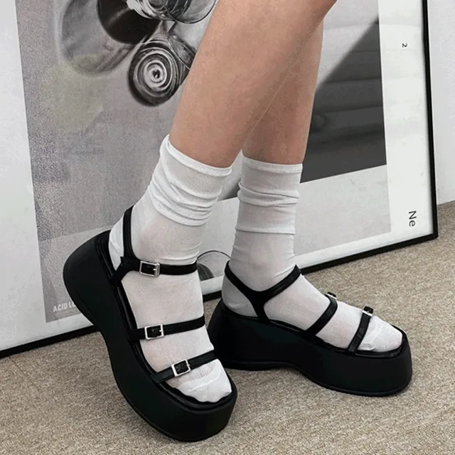 ❤️발편한 소프트❤️ 바비 벨티드 스트랩 통굽 키높이 샌들 폭신폭신 슬리퍼