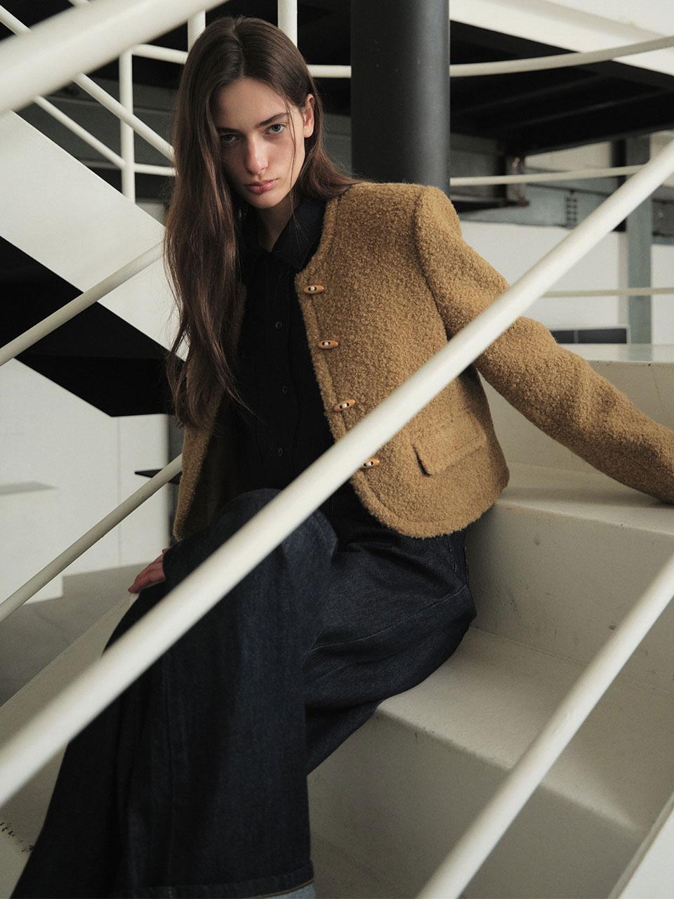 25 Fall_ Camel Boucle Poodle Blazer