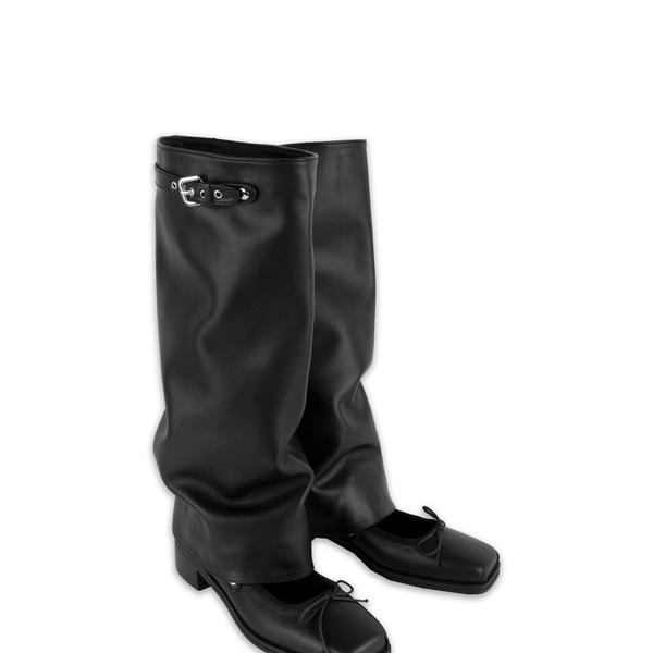 LEATHER MARY JANE BOOTS (BLACK)