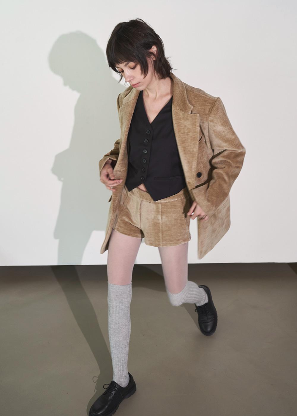 TWILL VELVET SHORTS_ BEIGE