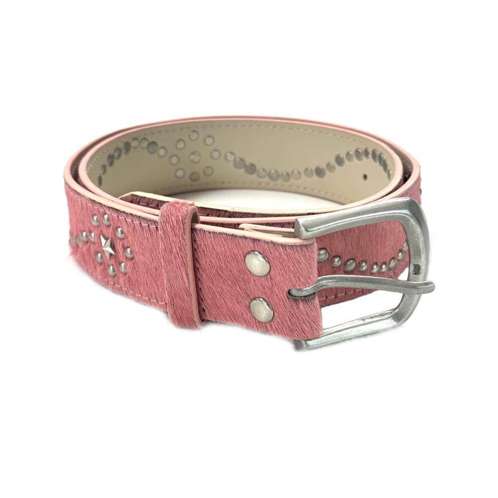 스터드 송치 벨트 - 핑크