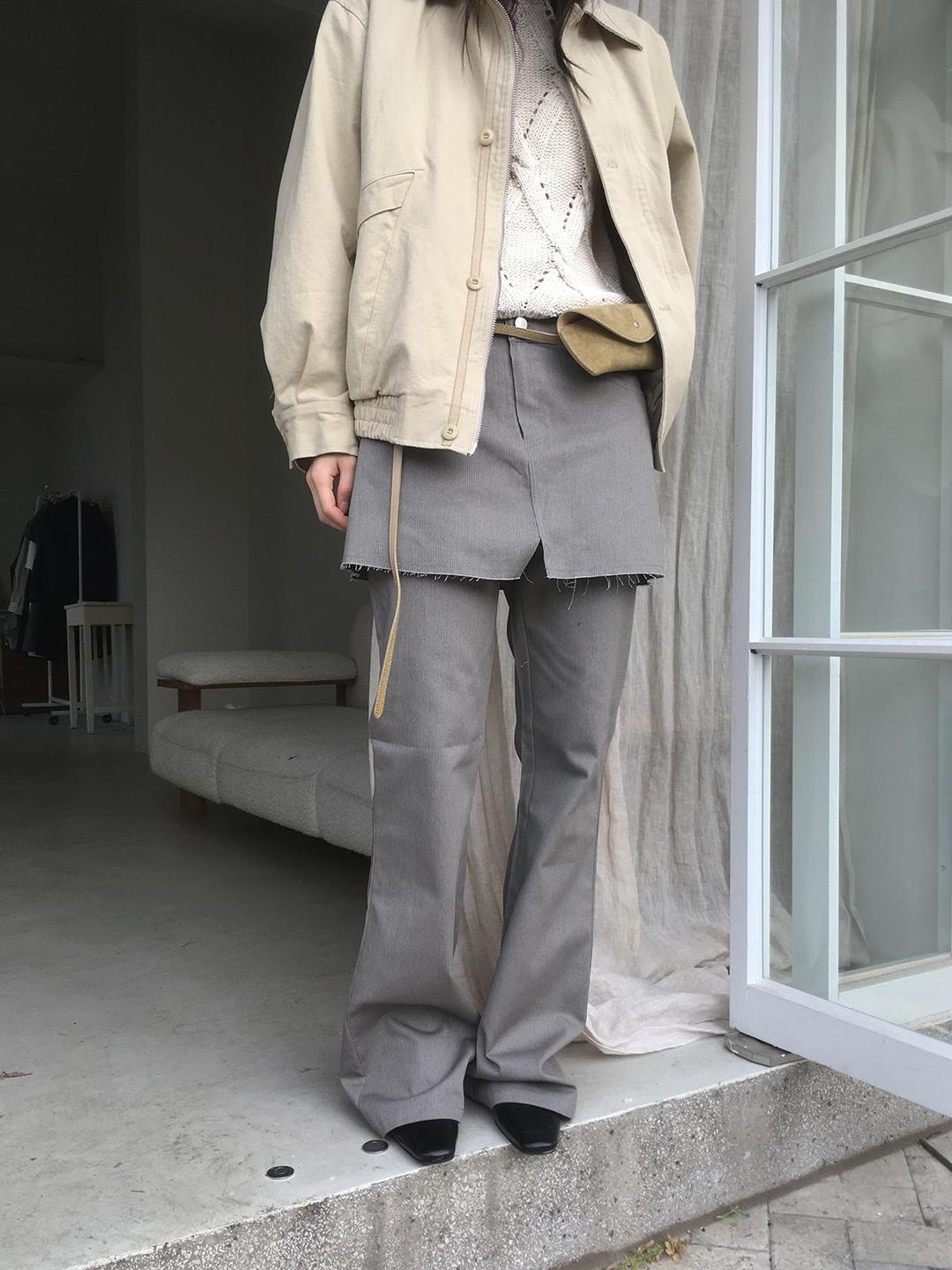 미엔느 [미엔느] clay layered pants / 클레이 레이어드 부츠컷 팬츠 (2col)