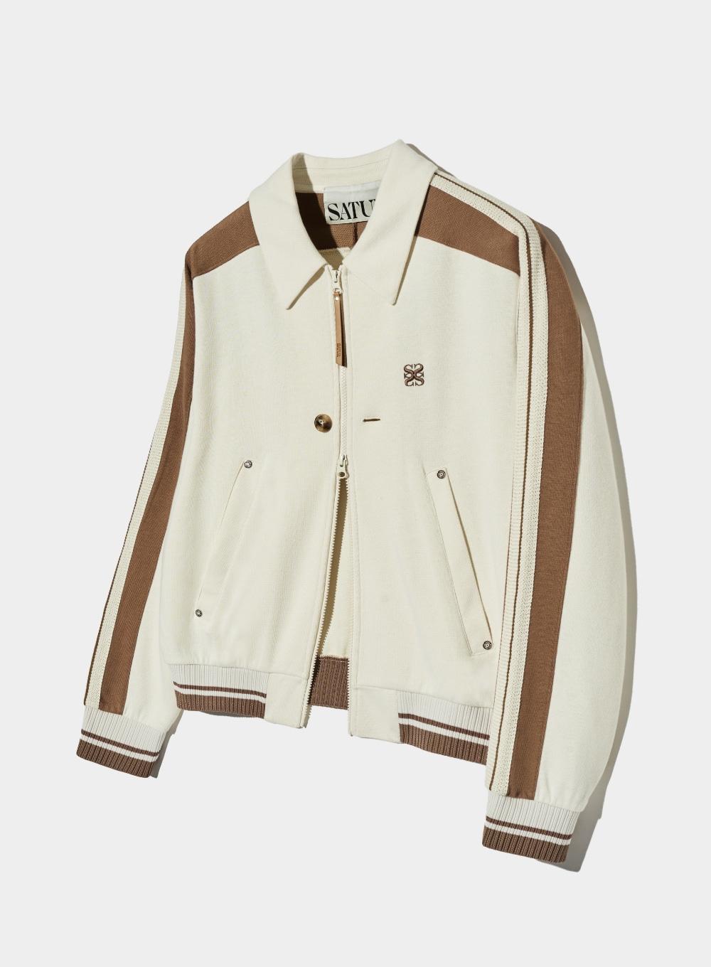 Lawton Collar Track Zip-Up Jacket - Resort Cream