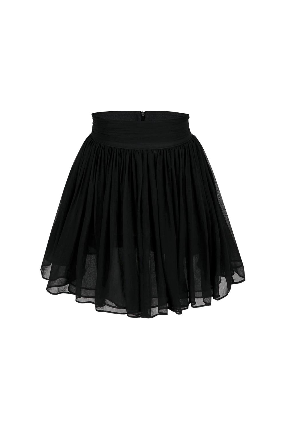 실리아 실크 스커트 블랙