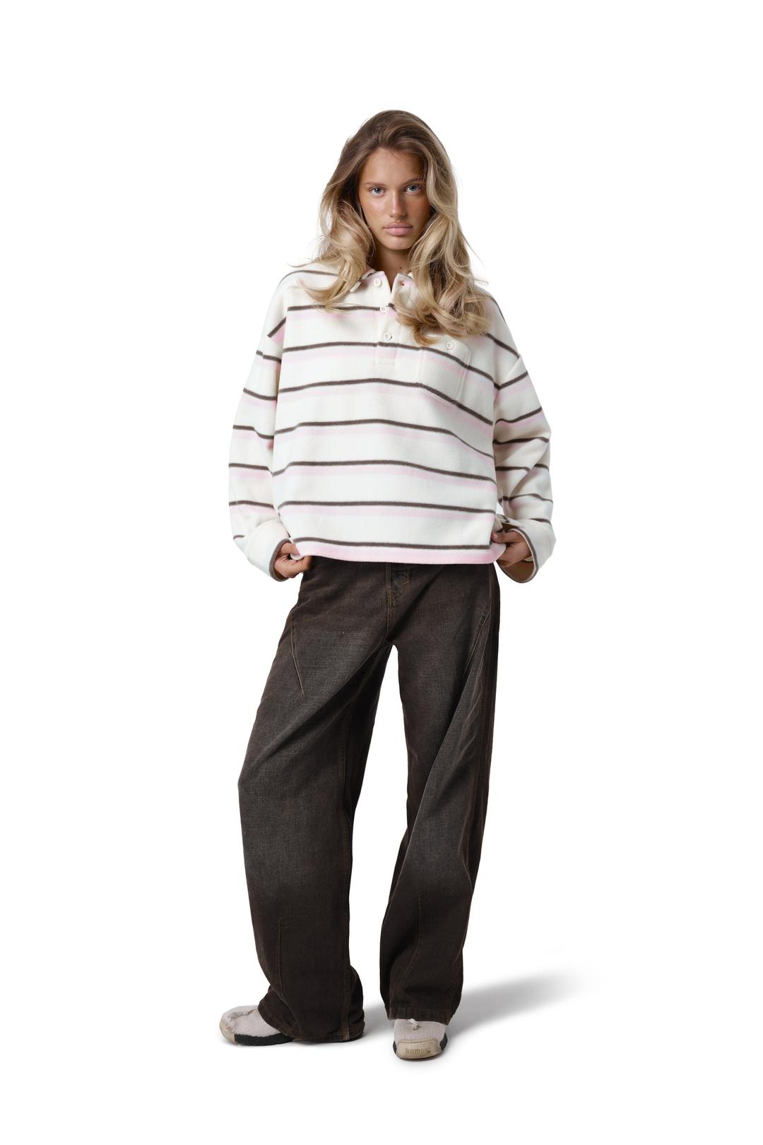 Folk Fleece Shirt in Bunny Stripe - XL