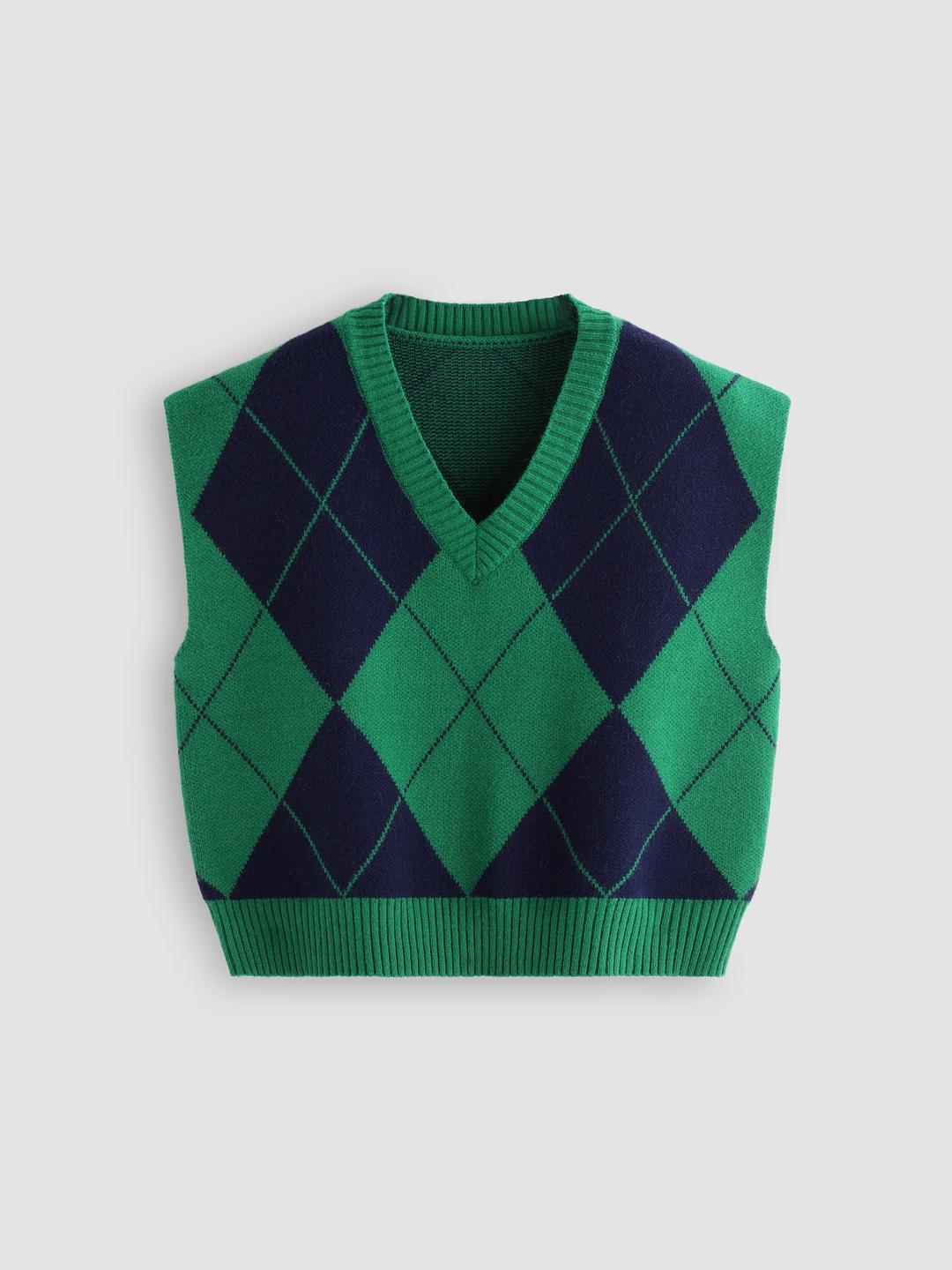 Diamond Pattern Knitted Vest