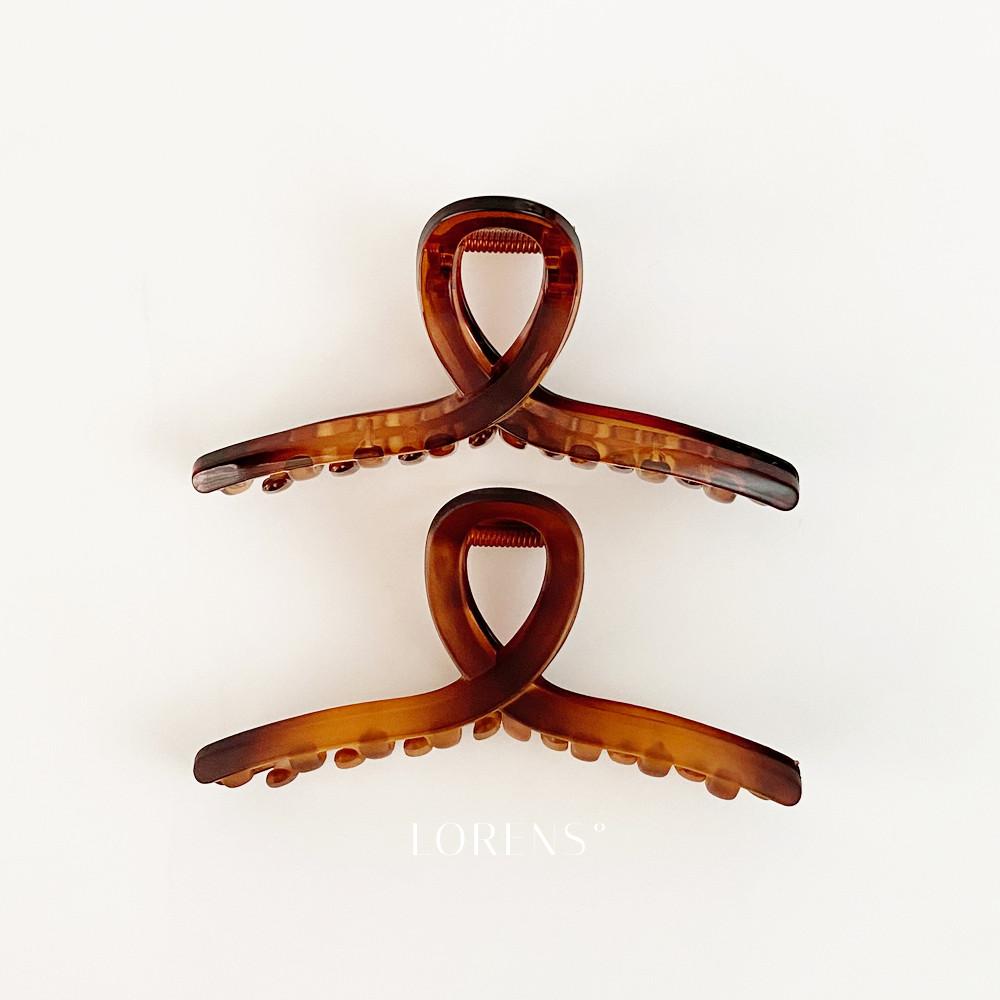 로렌스 브라운 초대형 13cm 꼬임 빅 유광 무광 올림머리 업스타일 숱많은 왕 헤어집게핀