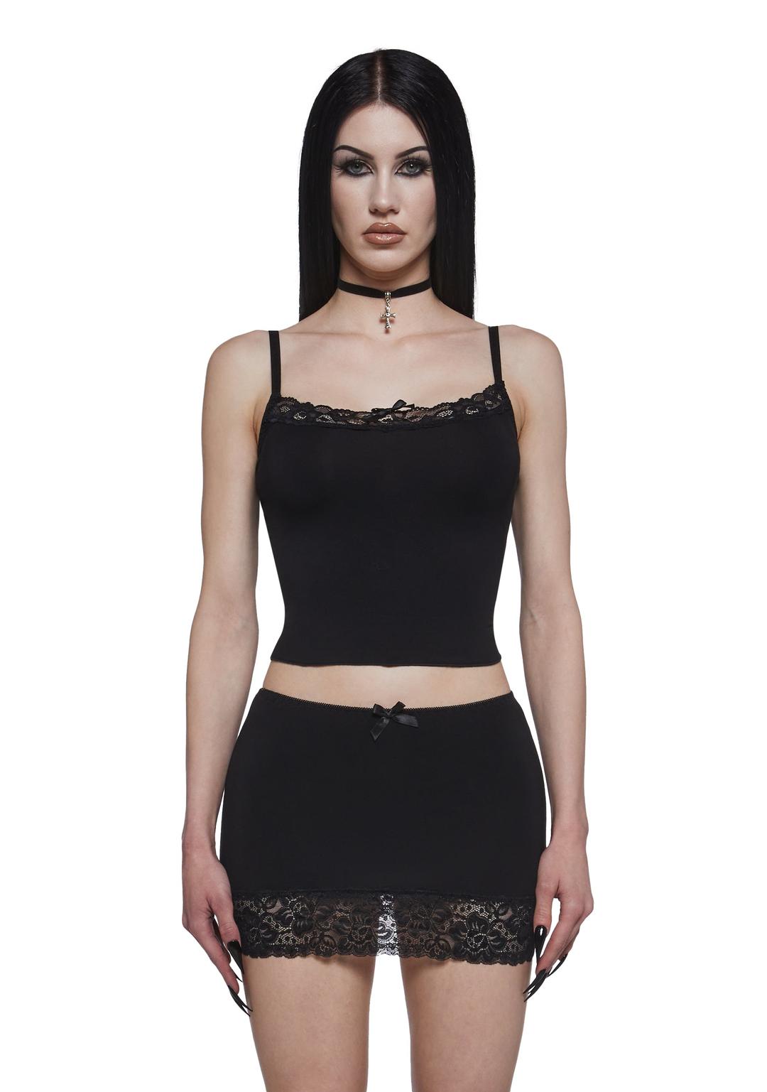 Macabre Thoughts Skirt Set - BLACK / XX-SMALL