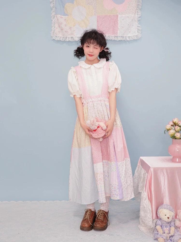 Floral Check Suspender Dress [S0000008439]