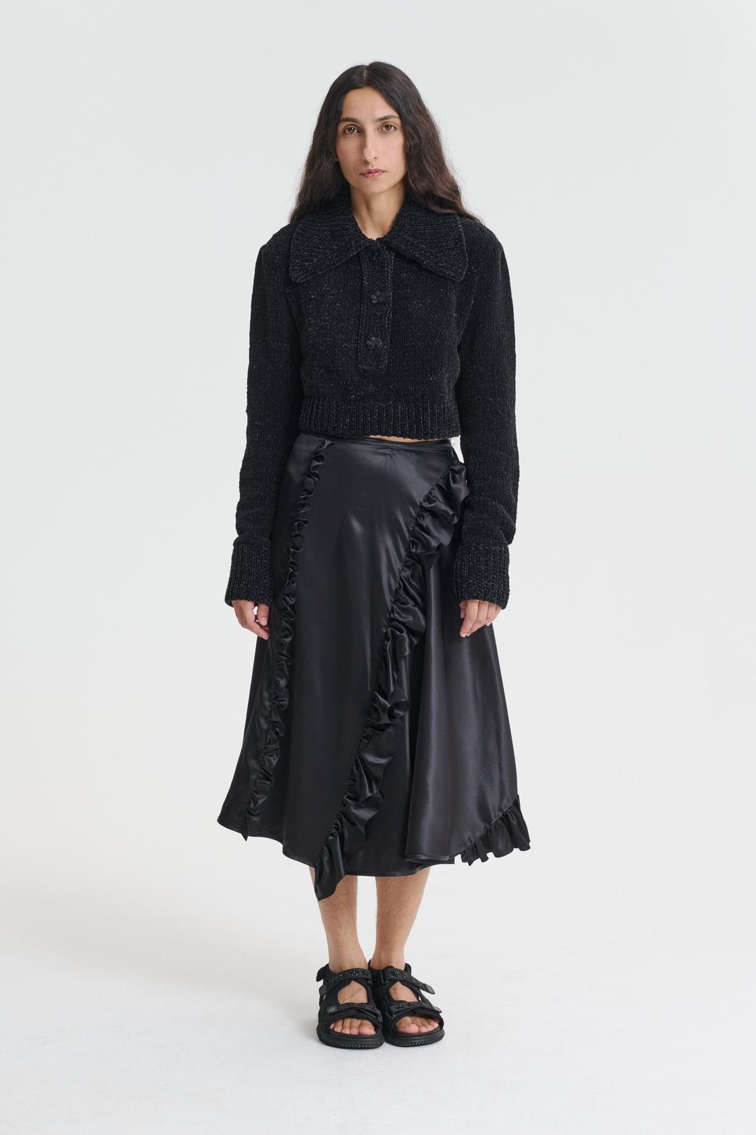ADELINA | SKIRT SILK SATIN BLACK - UK4