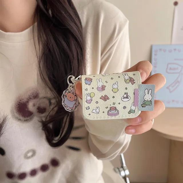 큐트 연노랑 토끼 가죽 뚝딱이 가방케이스 키링 에어팟케이스