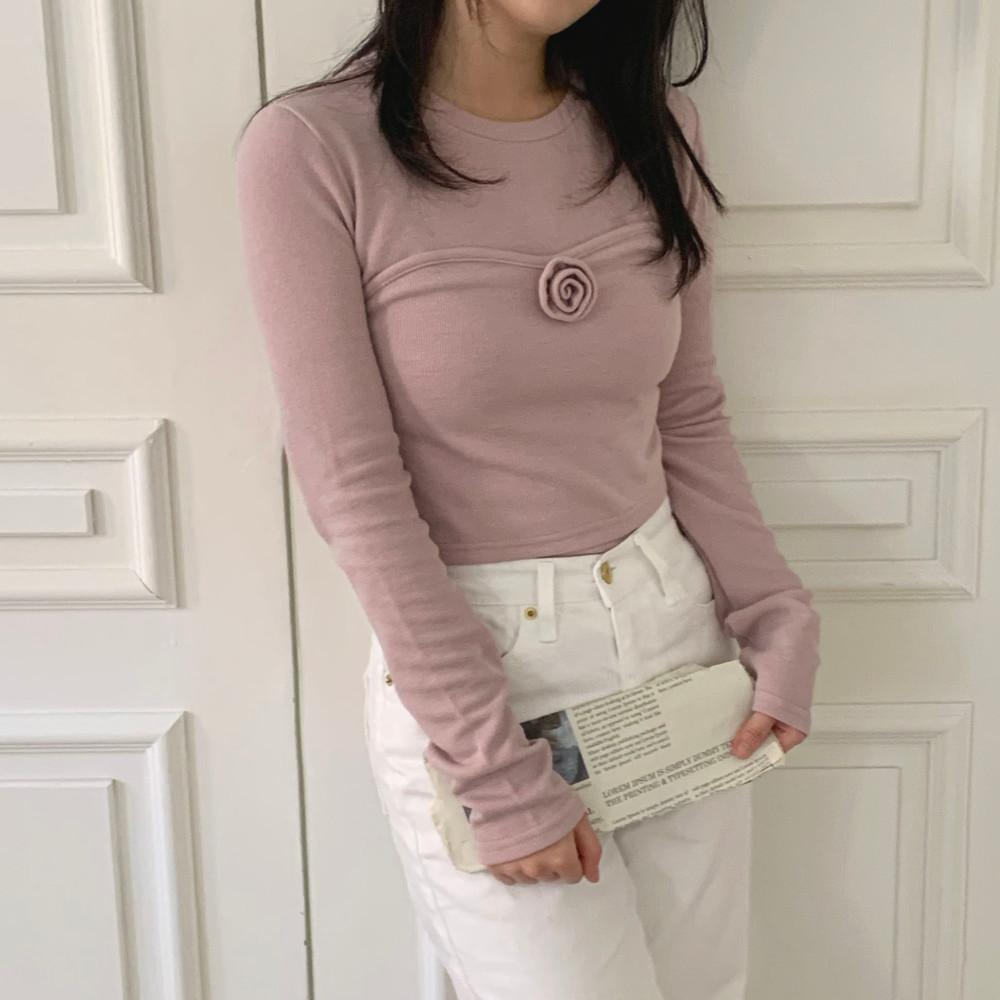 장미 뷔스티에 레이어드티 (3color)