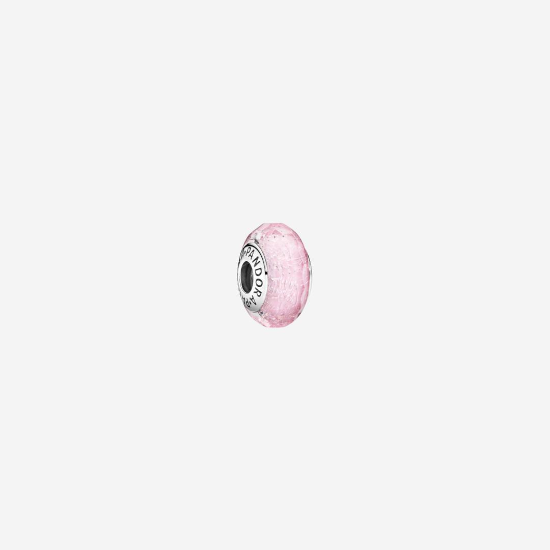 (W) Pandora Faceted Murano Glass Charm Sterling Silver Pink