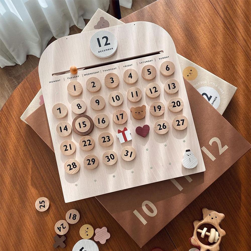 [해외] 원목 우드 인테리어 달력 만년달력 캘린더 아이방꾸미기 문피크닉 moon picnic 나무달력 자석캘린더 아이방꾸미기 북유럽스타일