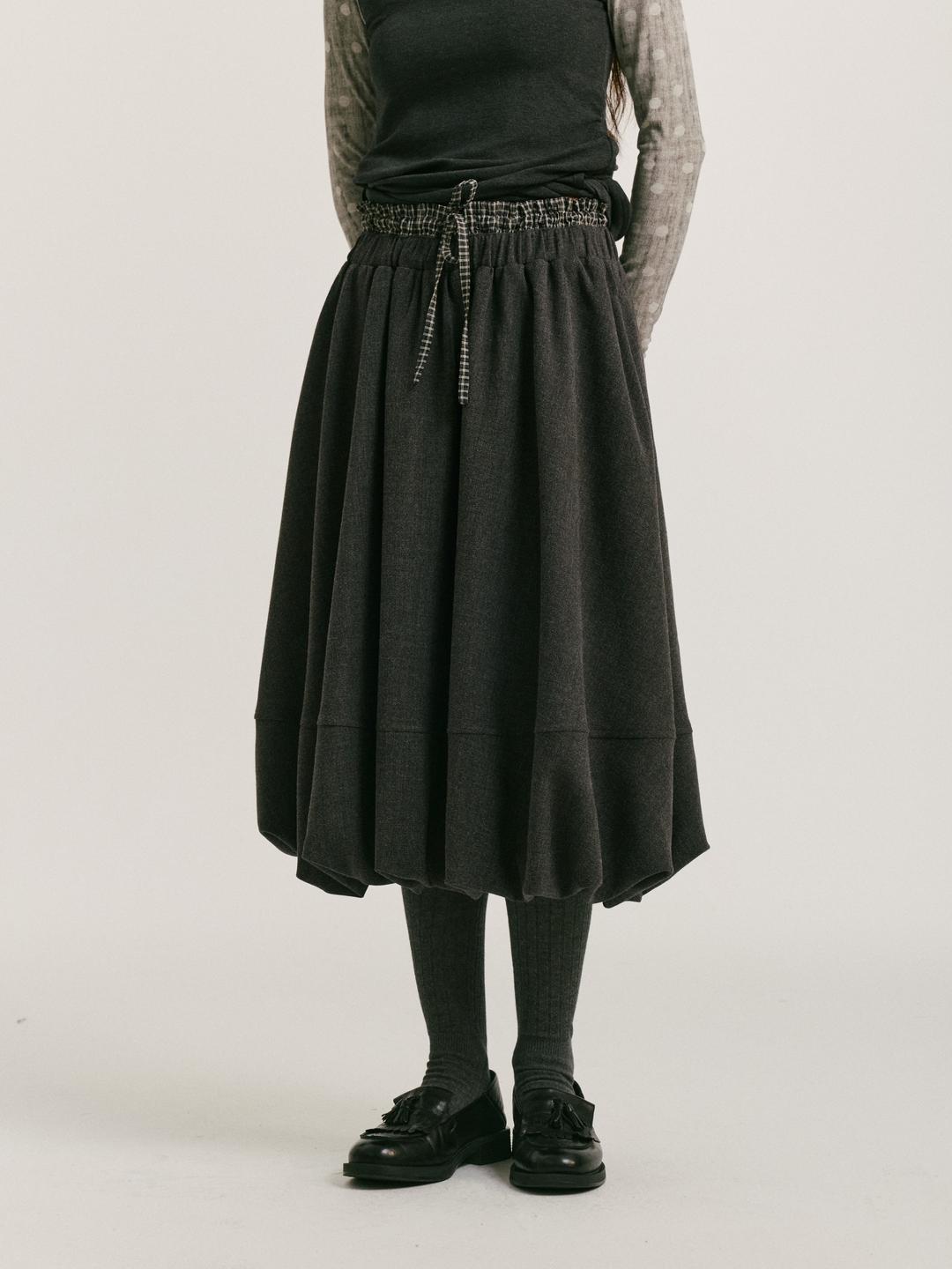 yawhat wool tulip midi skirt