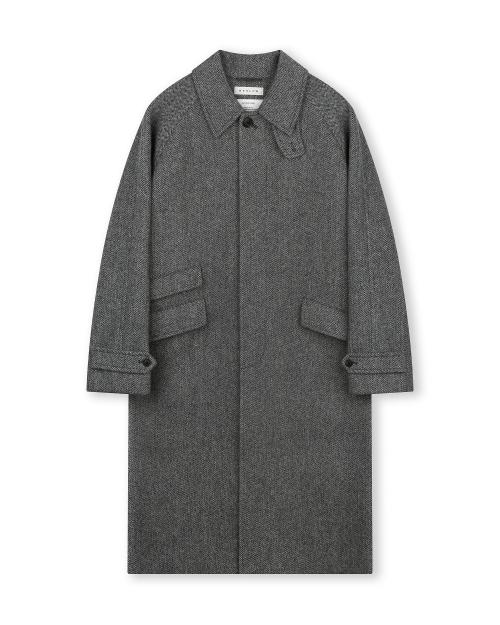 OVERSIZED HERRINGBONE ALPACA BALMACAAN COAT GREY HERRINGBONE