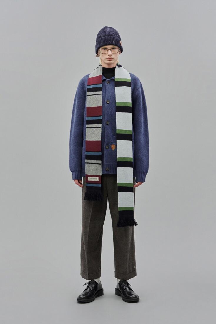 Narrow Stripe Muffler_Navy